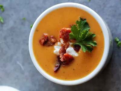 Squash Soup with Goat Cheese Gnocchis