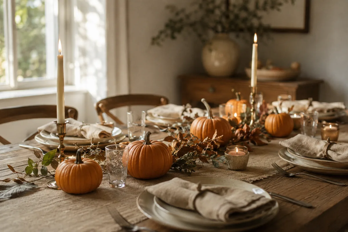 Small pumpkins used as simple fall table decor