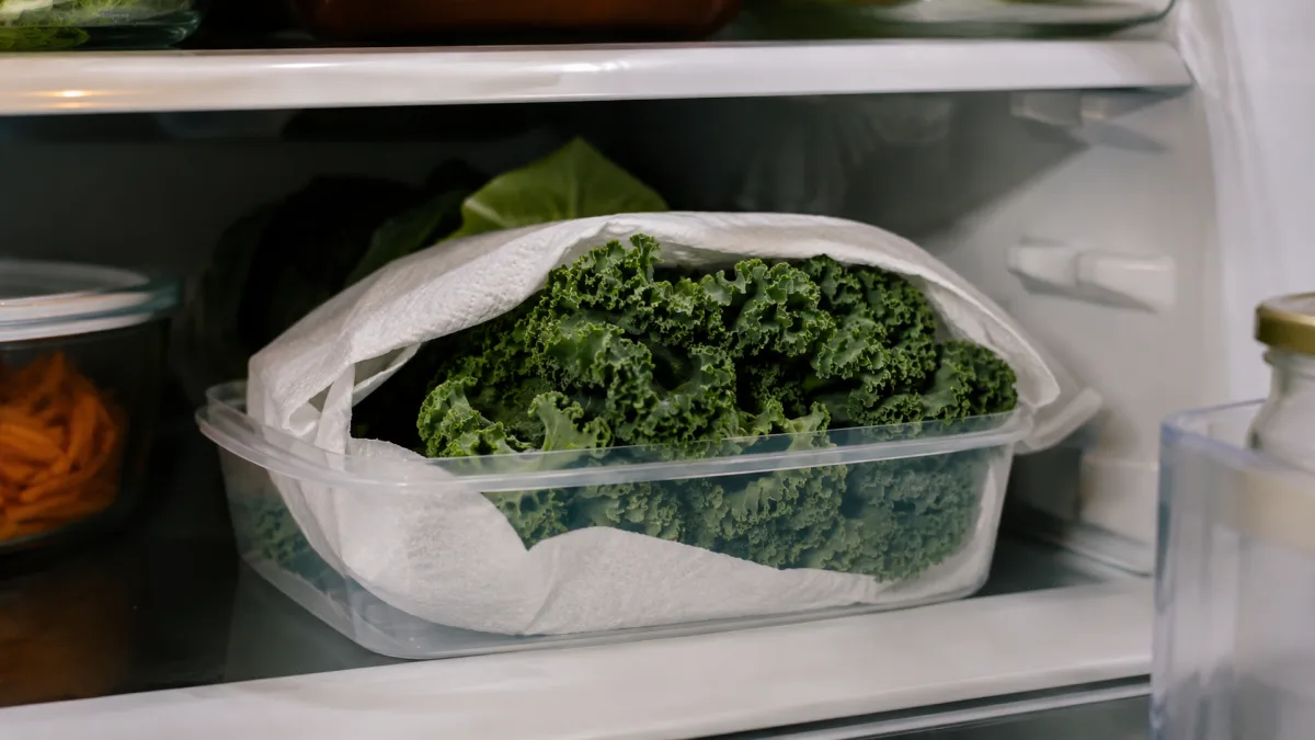 Fresh kale stored for cooking