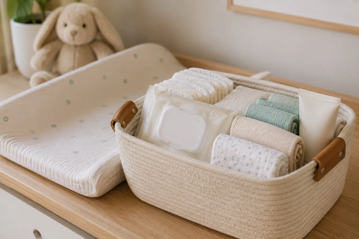 simple newborn diaper station