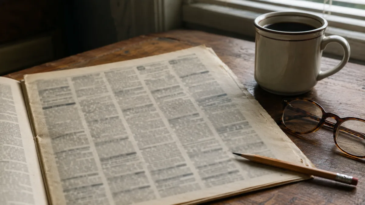 Old newspaper personal ads and pencil