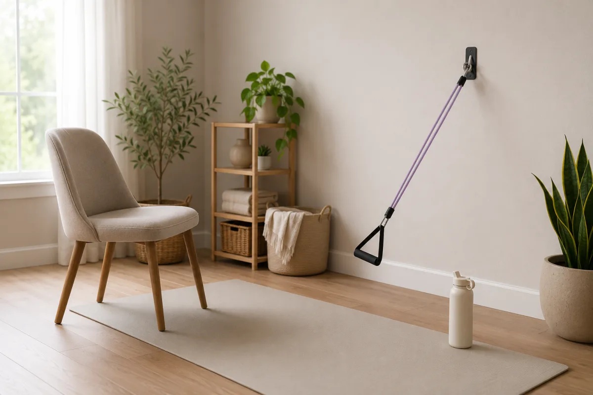 Standing pregnancy core exercise setup
