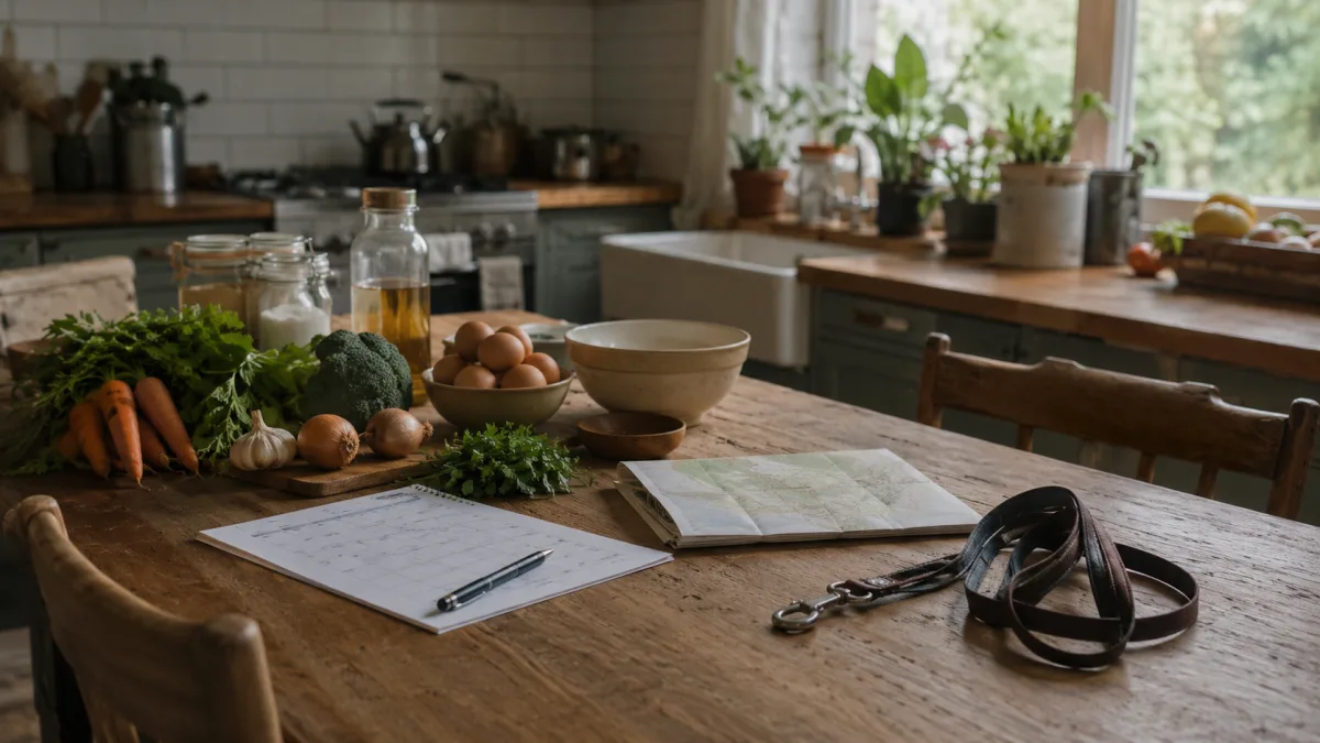 Everyday home planning scene with guide topics