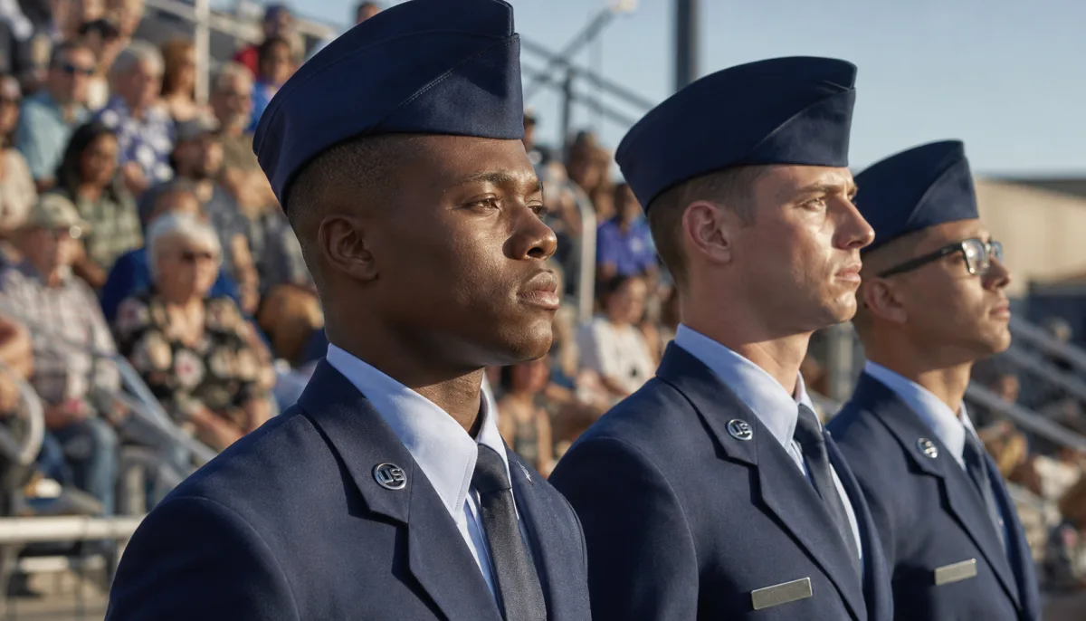 New Air Force Airmen at graduation parade at Lackland AFB San Antonio