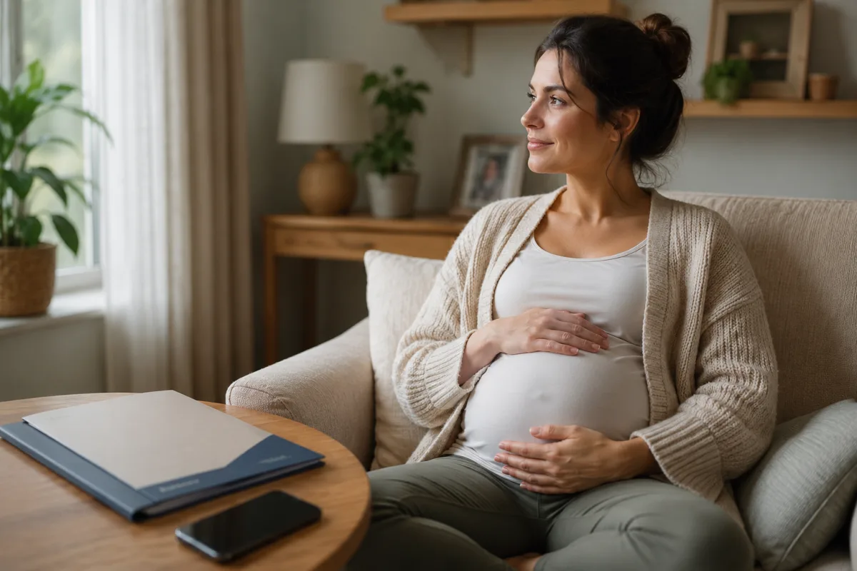 Pregnant person preparing to call maternity care provider