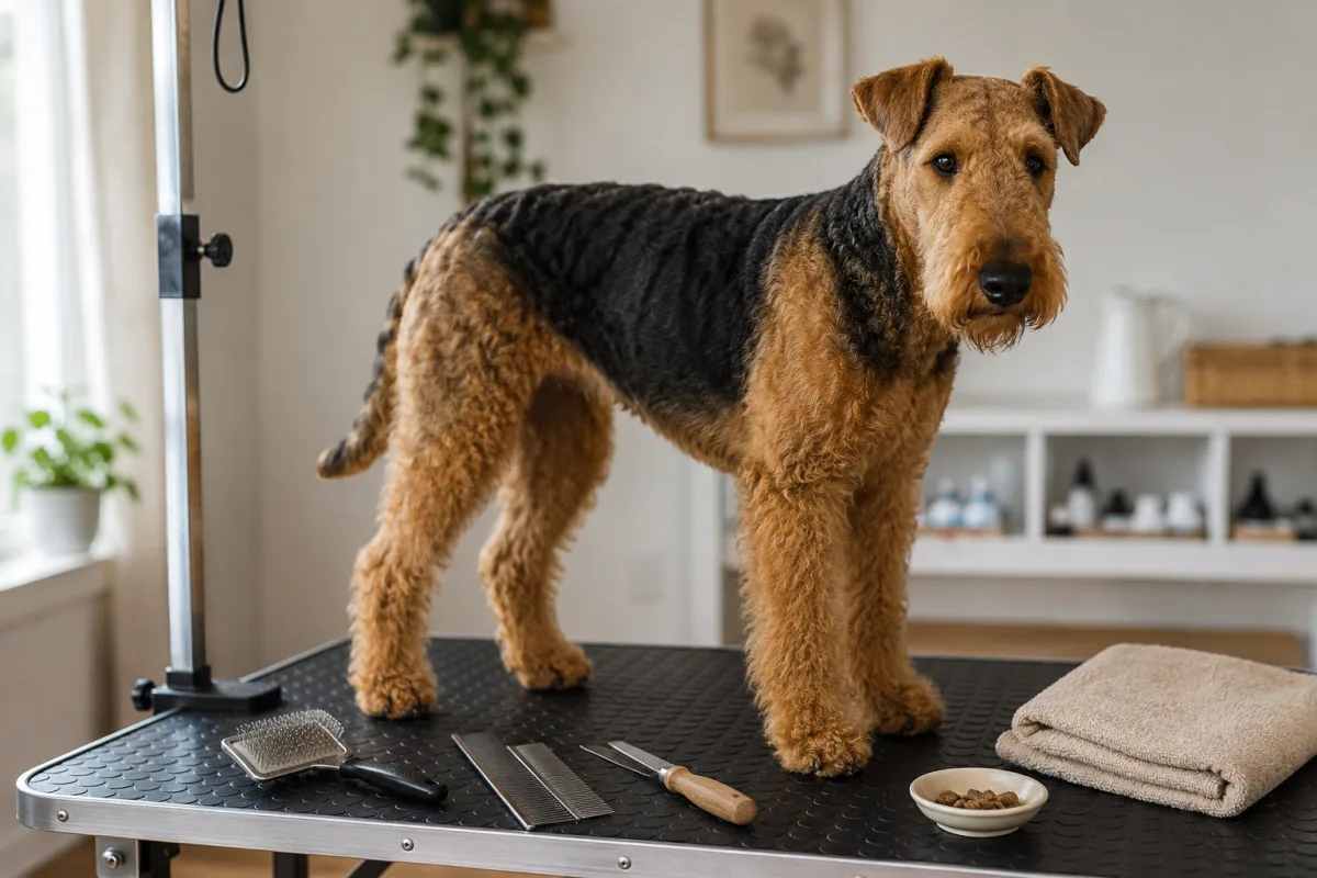 Airedale Terrier grooming tools for wiry coat care