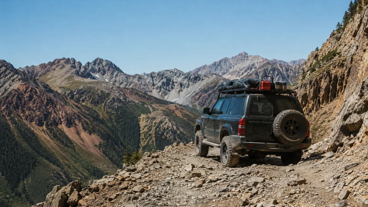 High clearance 4x4 on a rocky Colorado mountain road