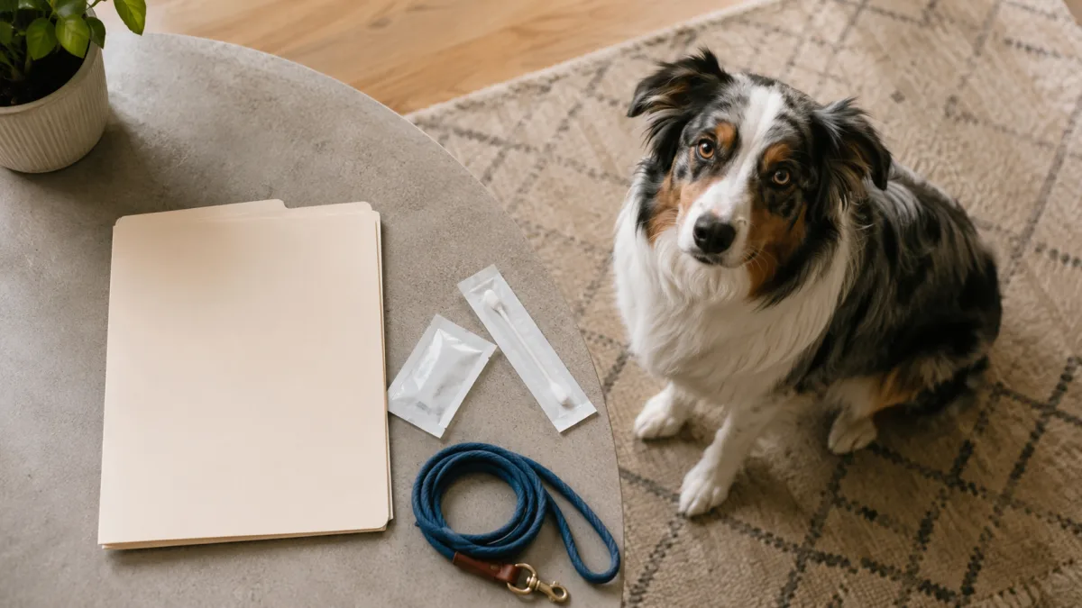 Australian Shepherd health records and genetic test folder