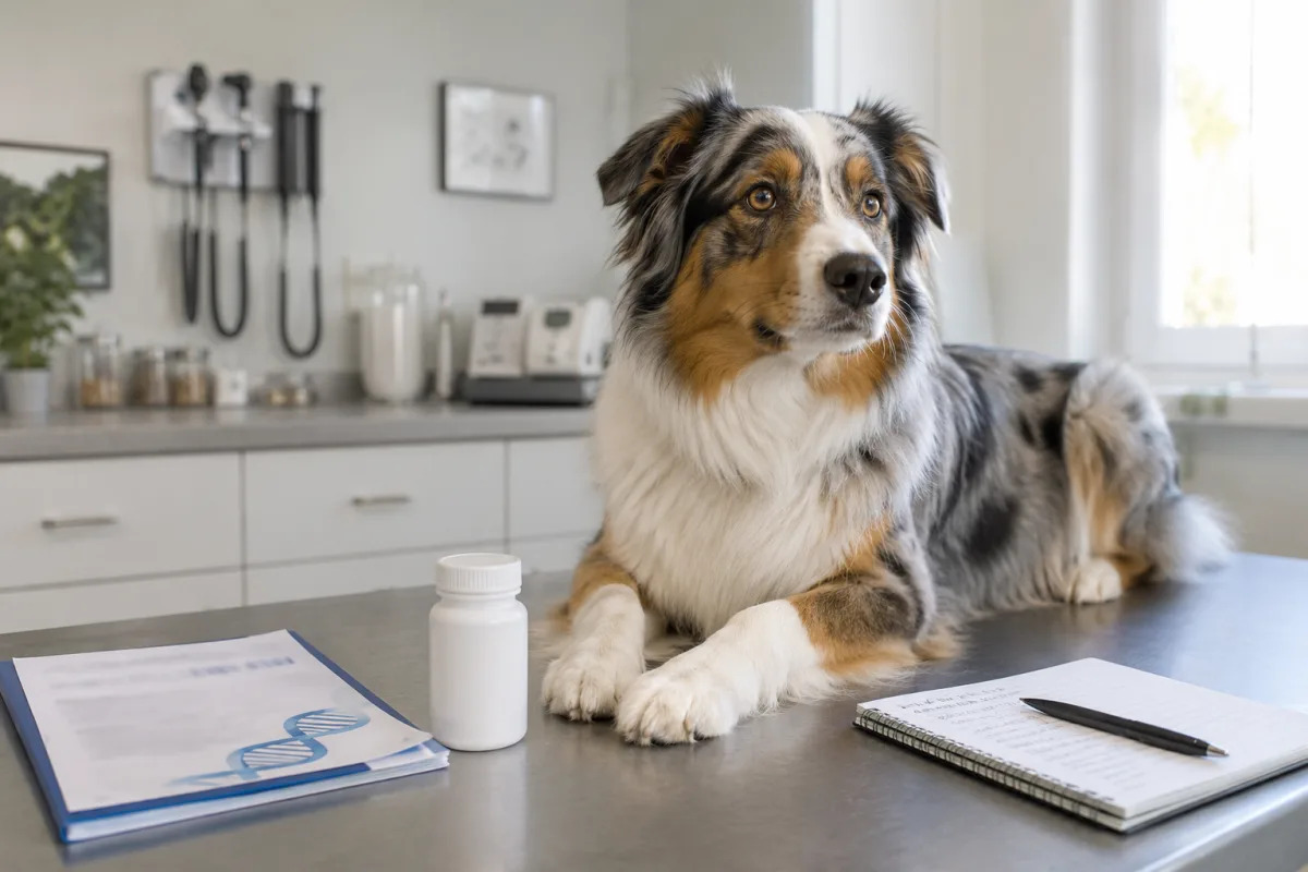 Australian Shepherd health record with MDR1 test notes