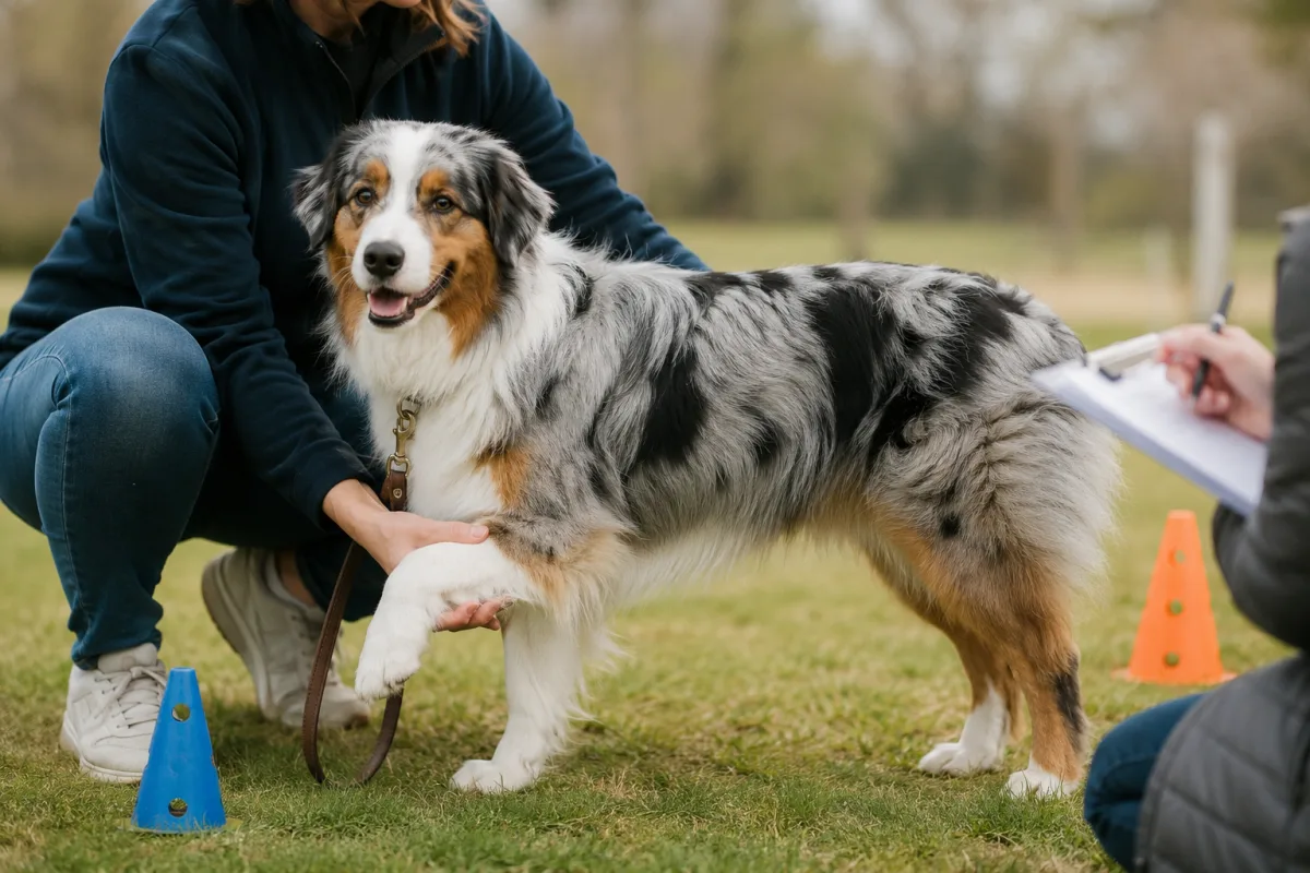 Australian Shepherd joint health and movement check