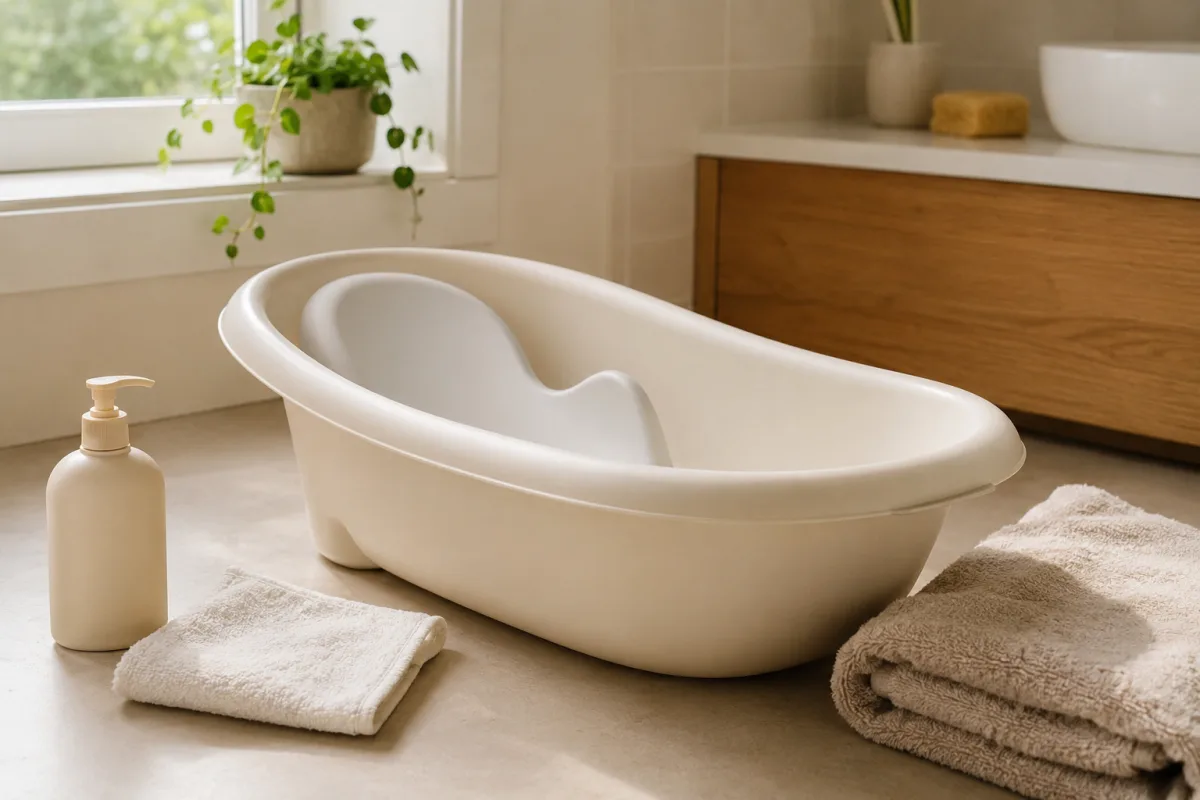 Baby bath setup for sensitive skin