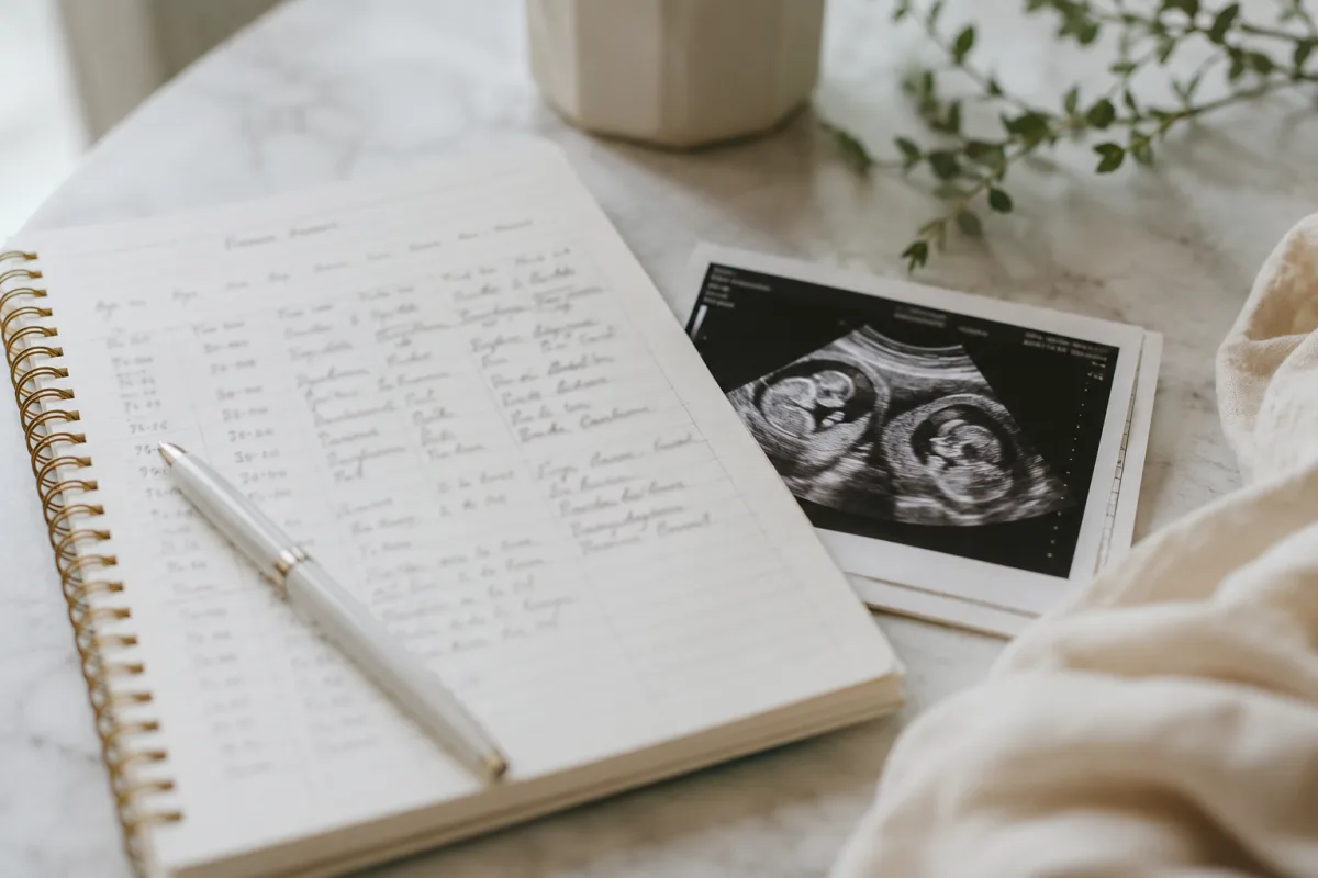 Twin pregnancy movement notes