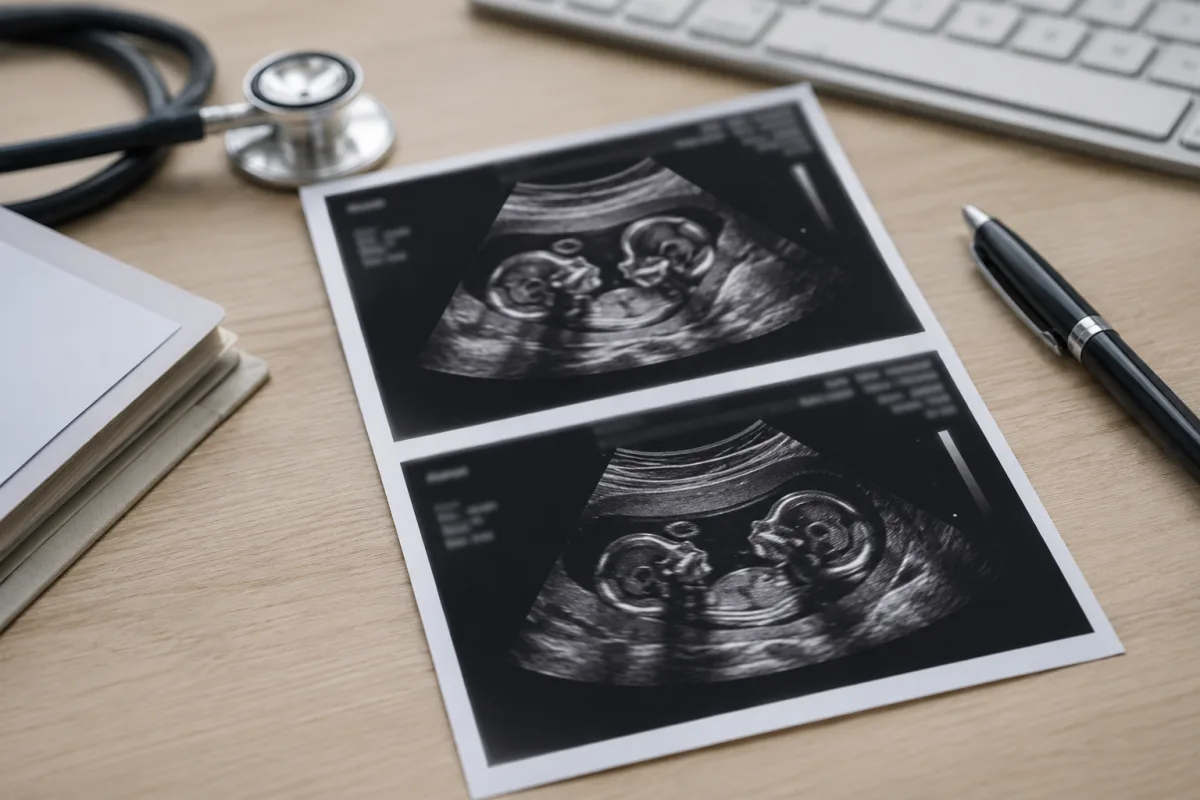 Twin ultrasound label notes