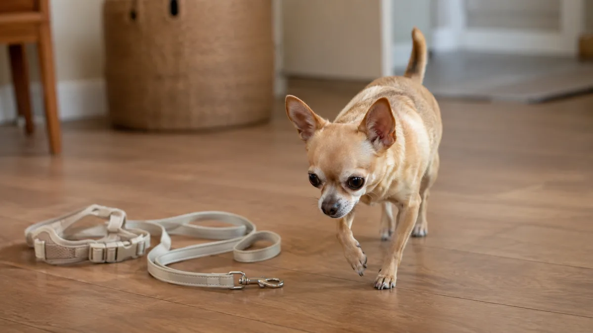 Chihuahua leash and walking gear practice