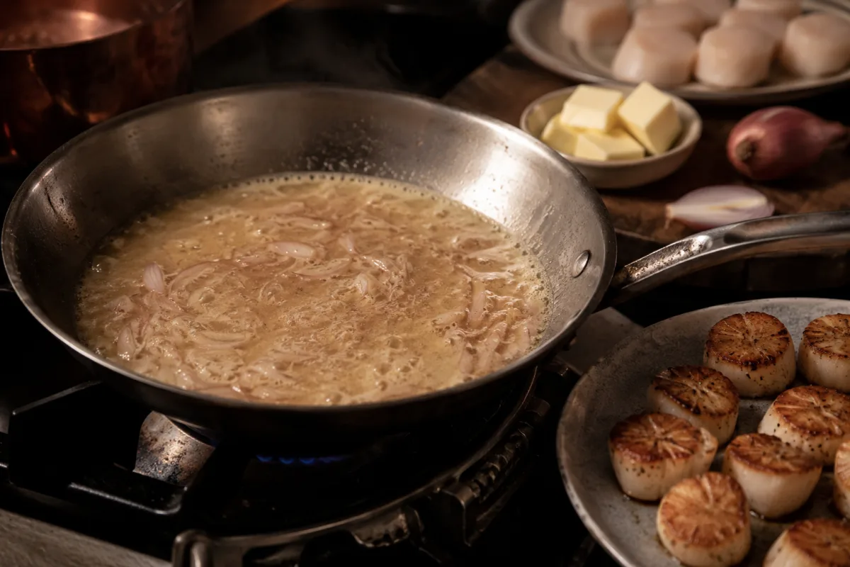 Champagne pan sauce reduction for seafood