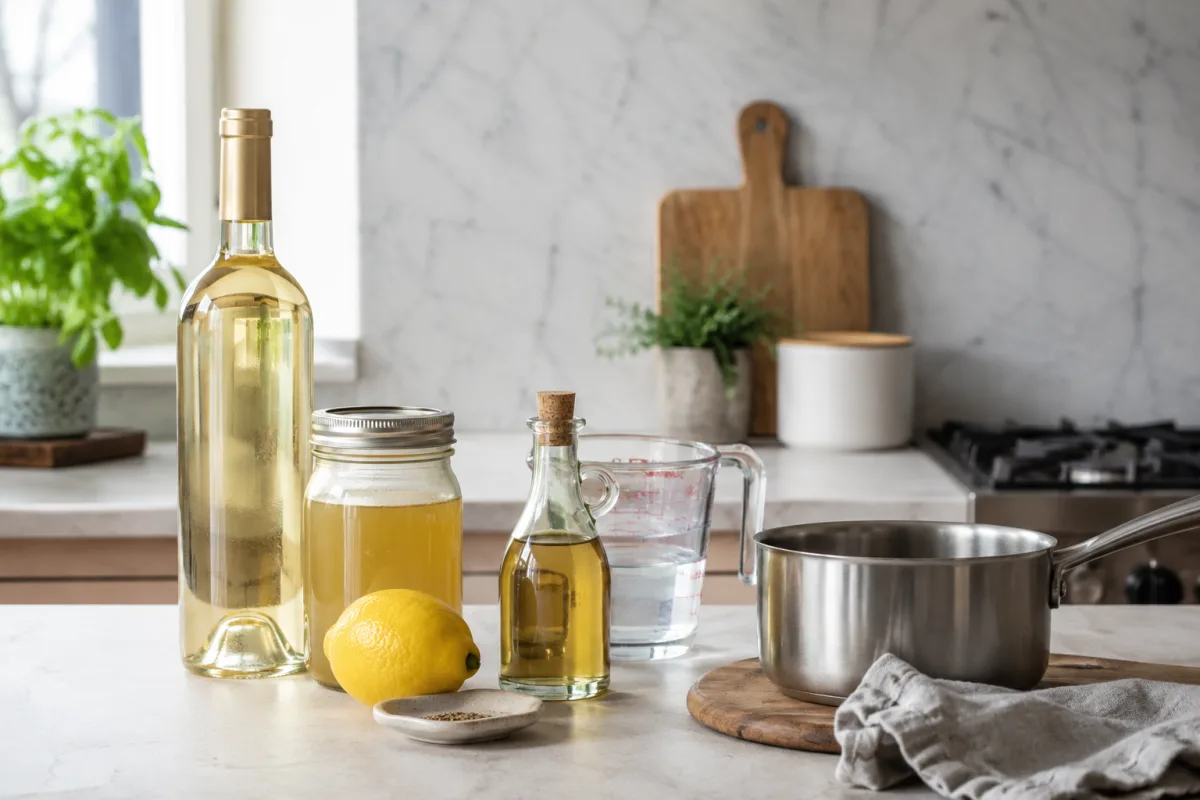 Champagne cooking substitutions on a kitchen counter
