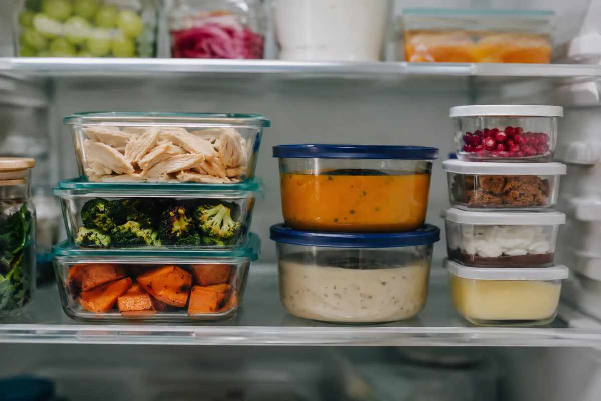 Organized holiday leftovers in small containers