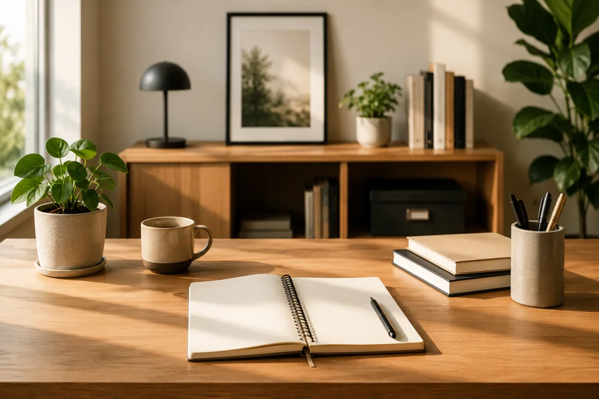 Organized desk feng shui adjustment