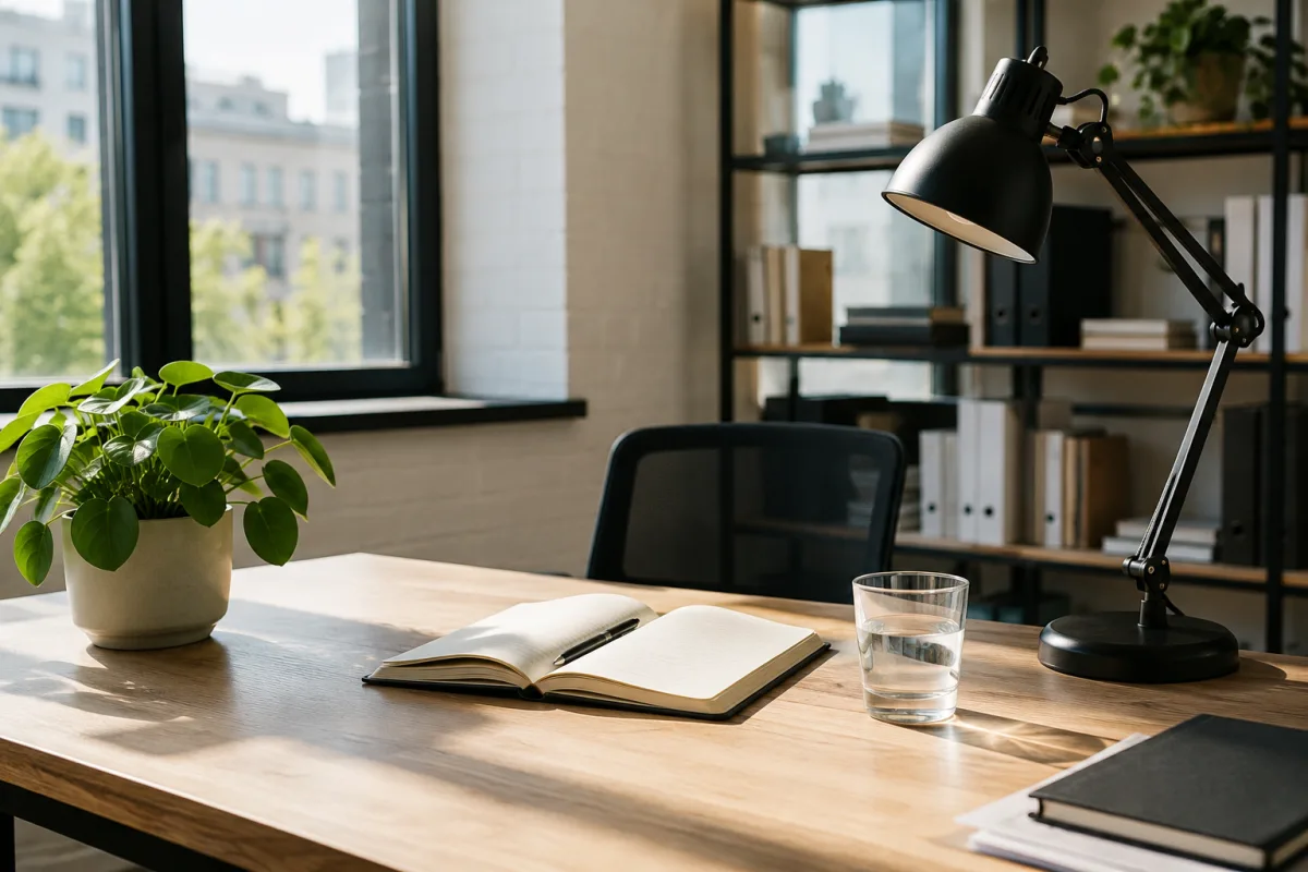 Decluttered work desk