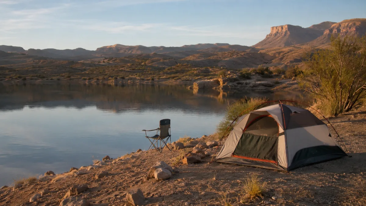 Quiet Arizona lake campground at sunrise