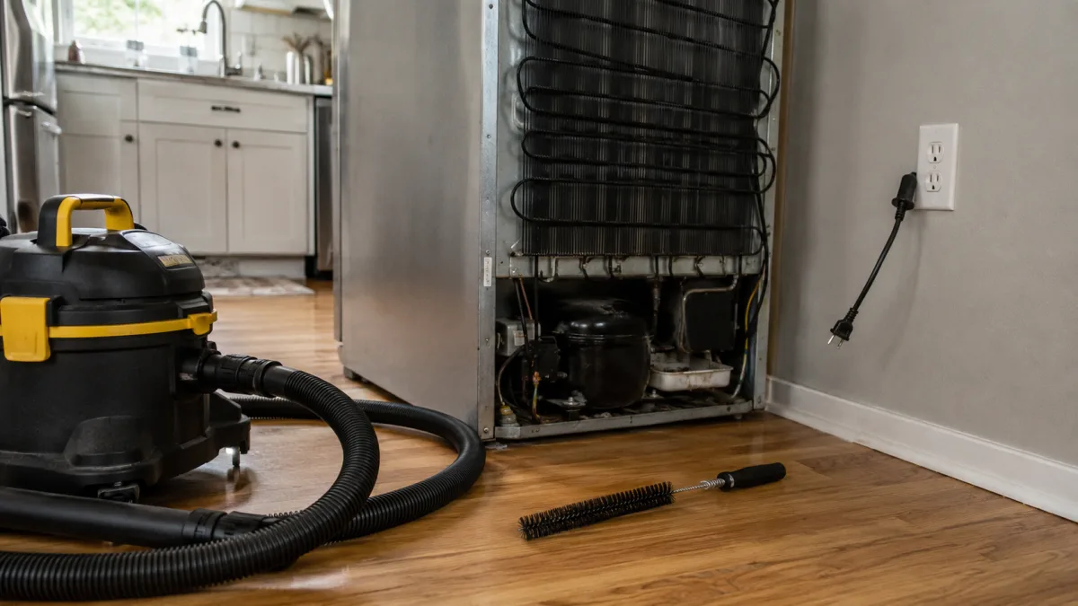 Cleaning refrigerator condenser coils safely