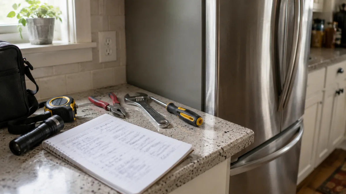 Kitchen appliance repair estimate and fridge