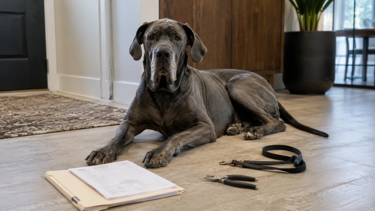 Great Dane veterinary paperwork and care