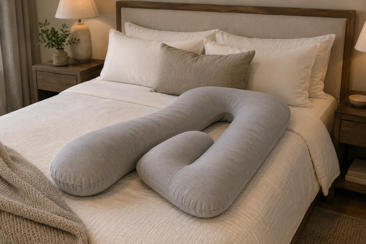 Pregnancy side sleeping setup for hip support