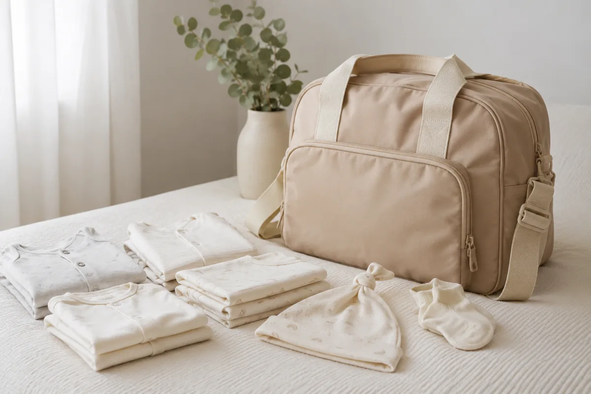 Simple newborn clothes for hospital bag