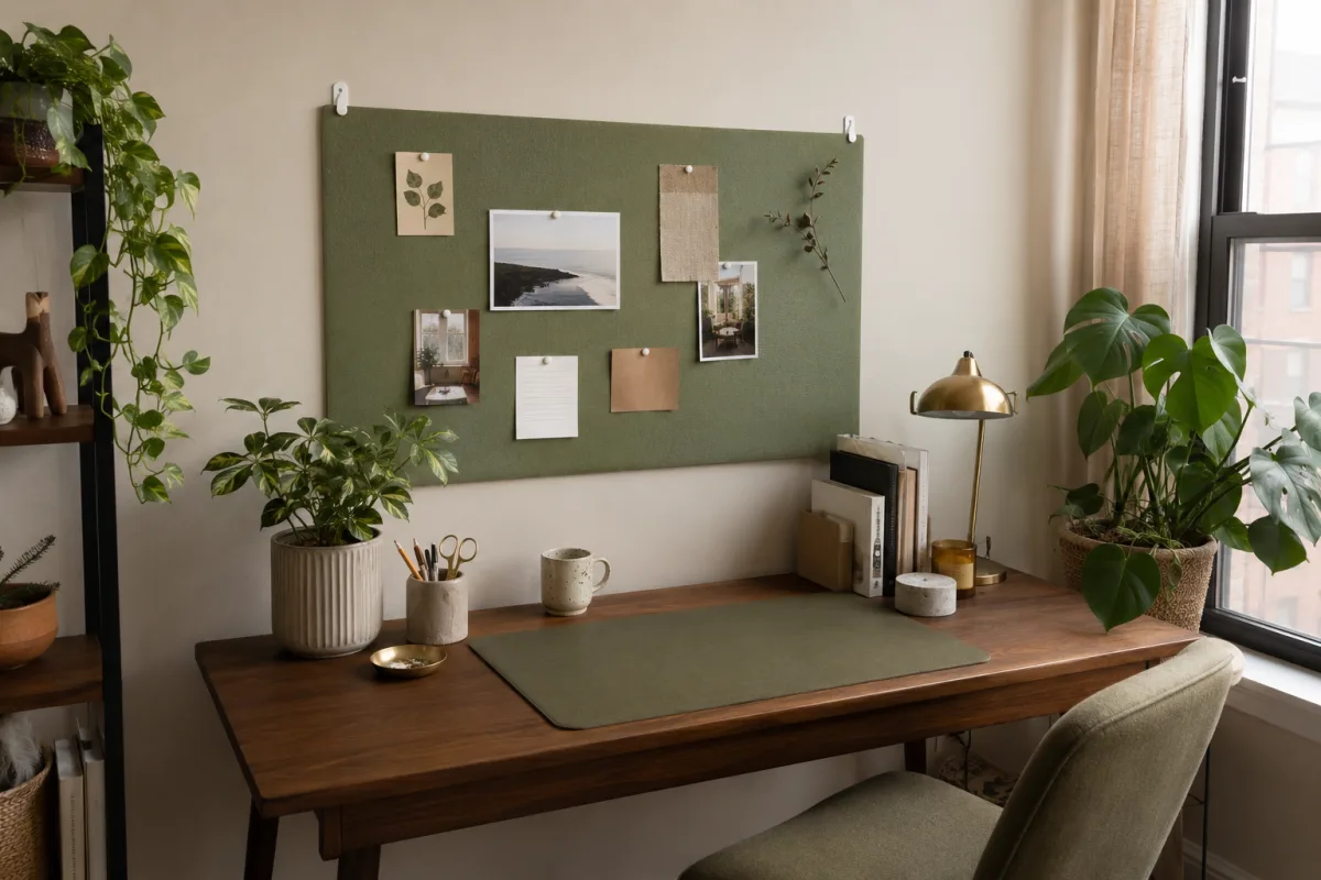 Color accents in renter home office