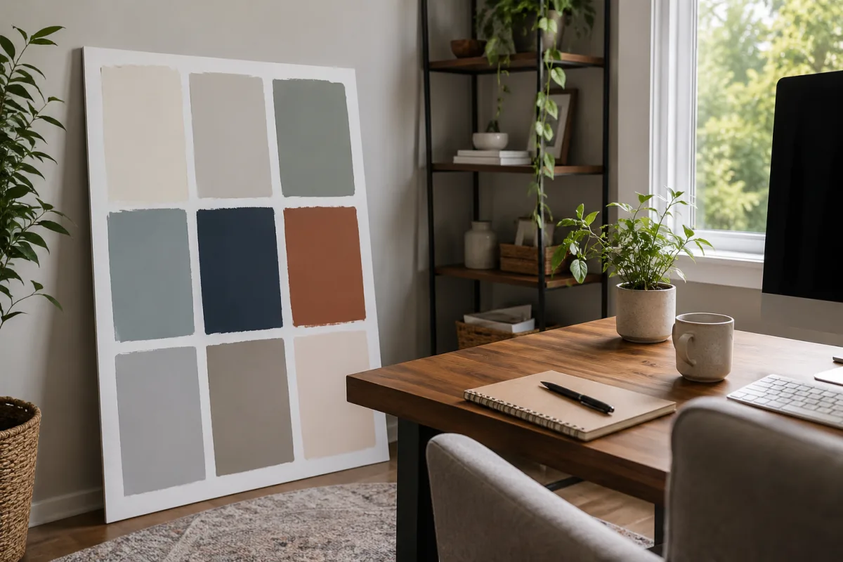 Paint sample board beside workspace