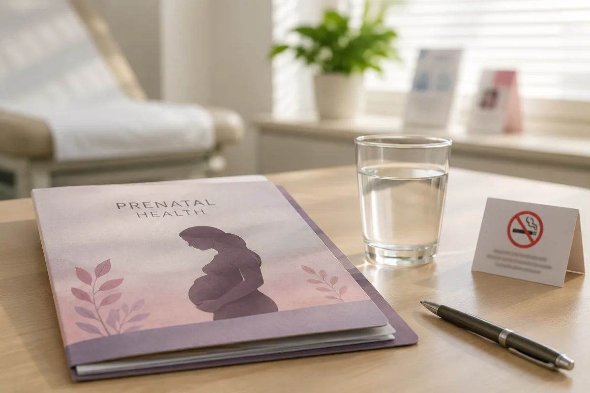 Pregnancy smoking risk notes and prenatal care folder
