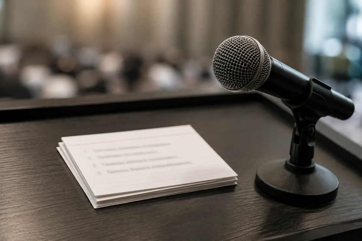 Simple speech notes for stage fright