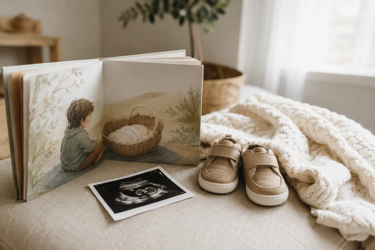 Older sibling second pregnancy announcement setup