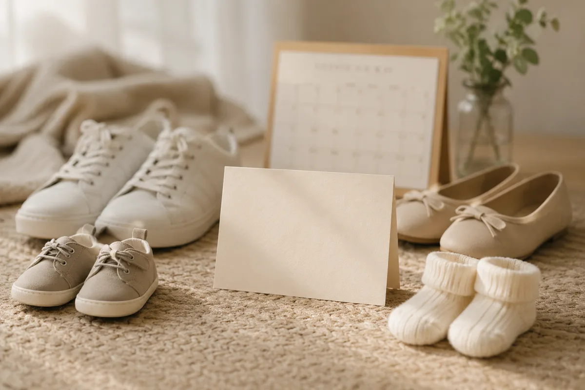 Second pregnancy announcement flat lay