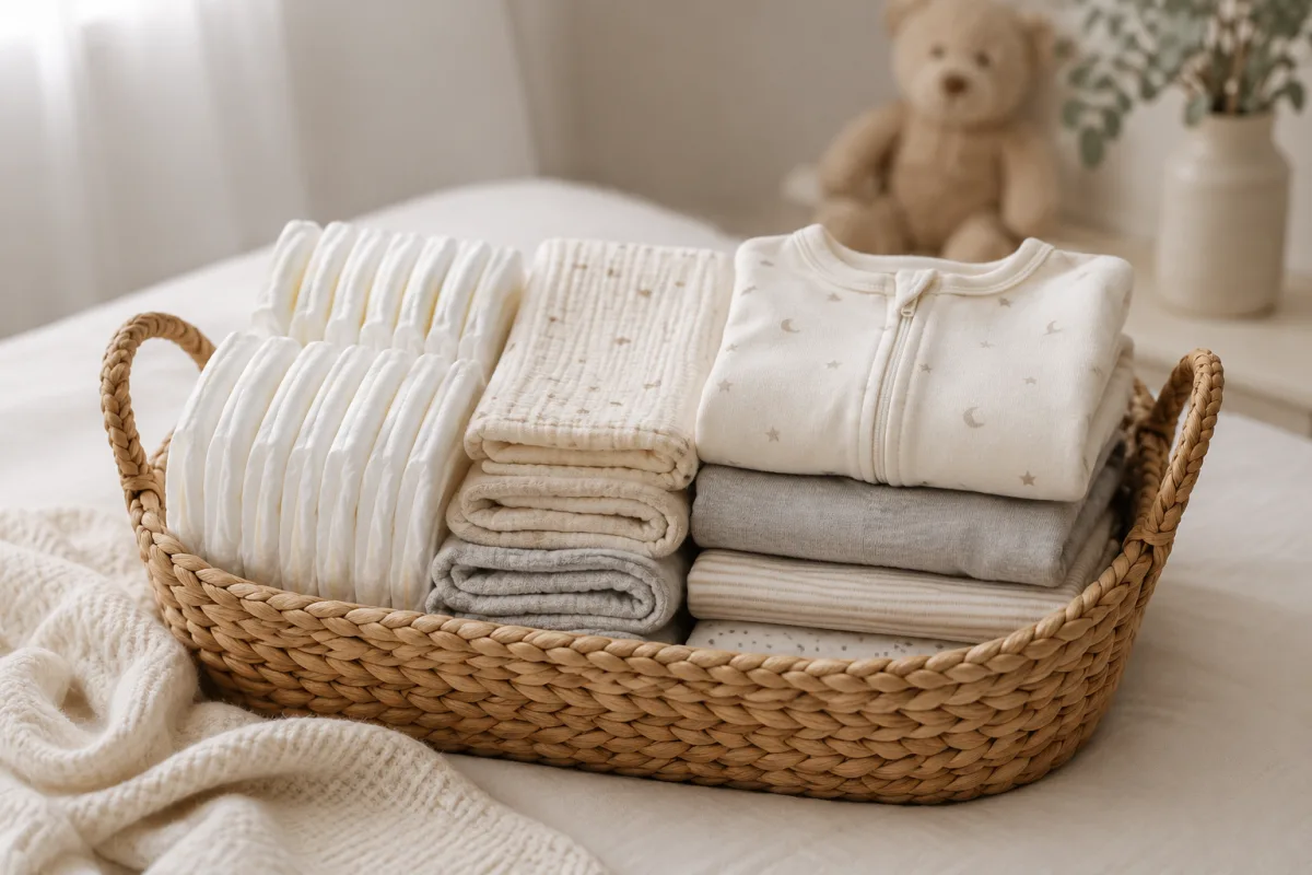 Organized baby layette basket