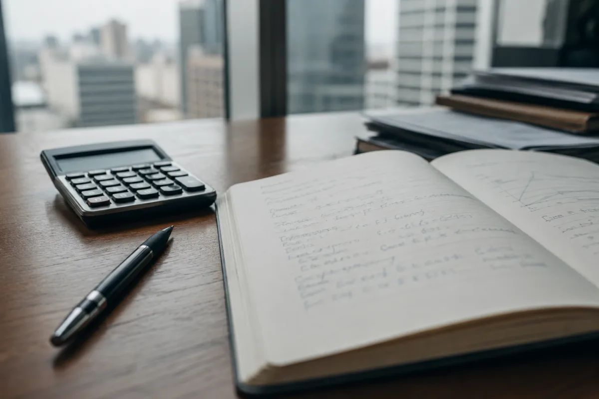 Financial calculator with bond variables written beside it