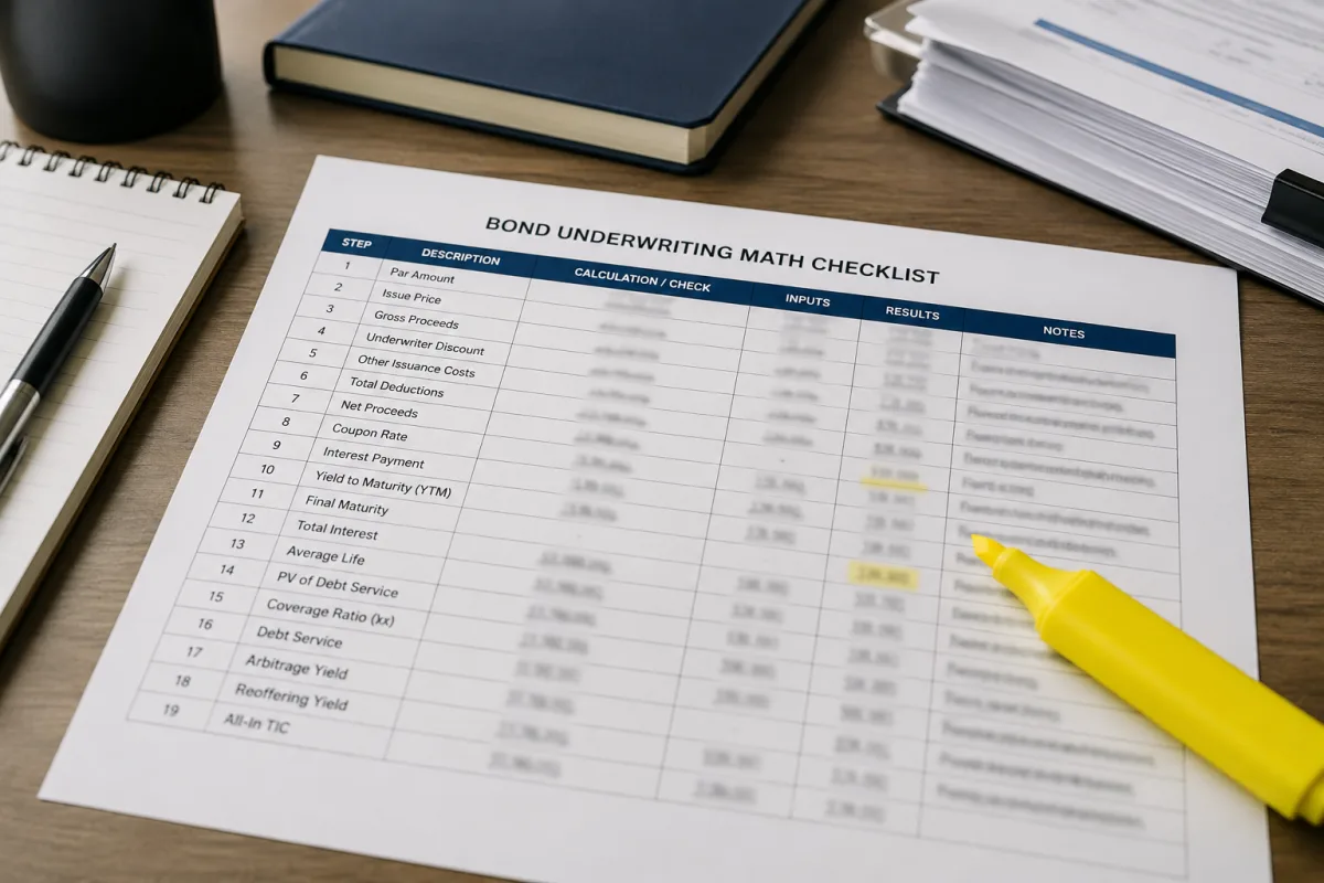 Bond underwriting calculation review
