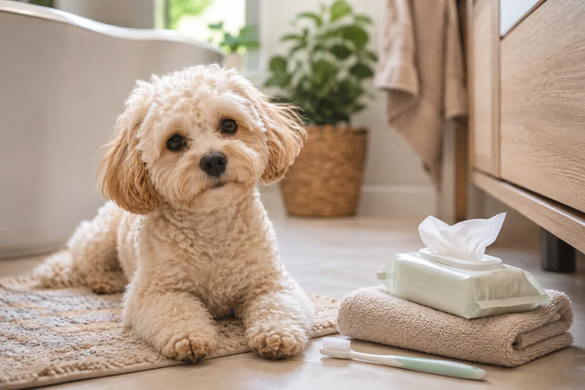 Small dog toothbrush and dental care setup
