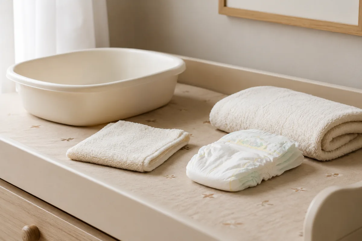 newborn sponge bath setup