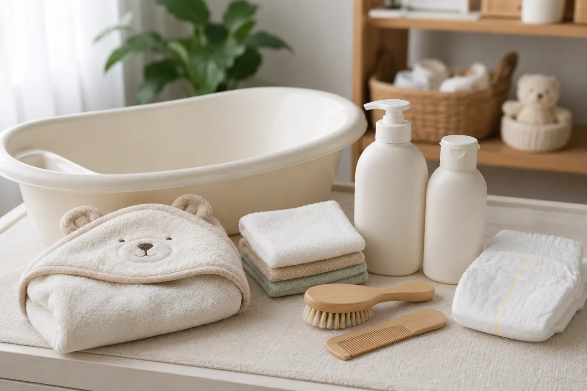 newborn bath supplies prepared