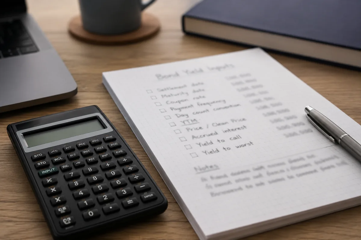 Corporate bond yield calculator inputs