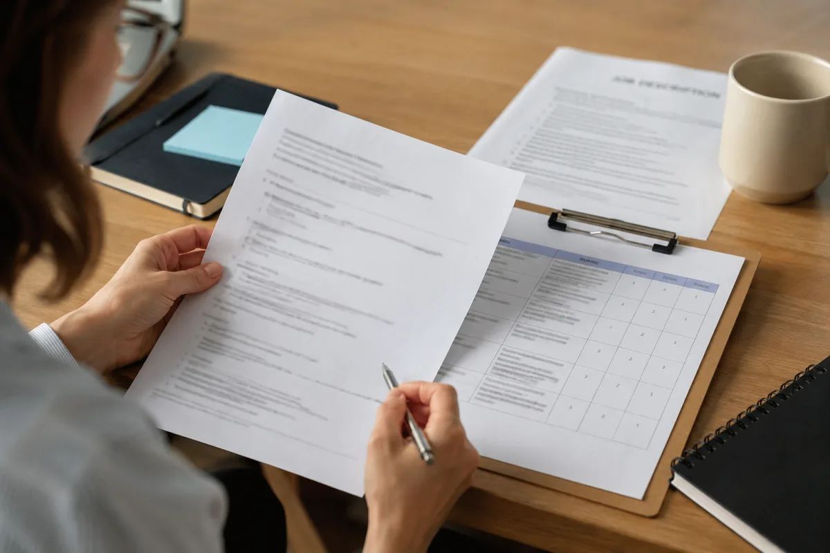 Hiring manager preparing structured interview questions