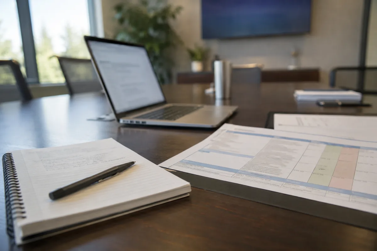Interview notes and scoring rubric during hiring process