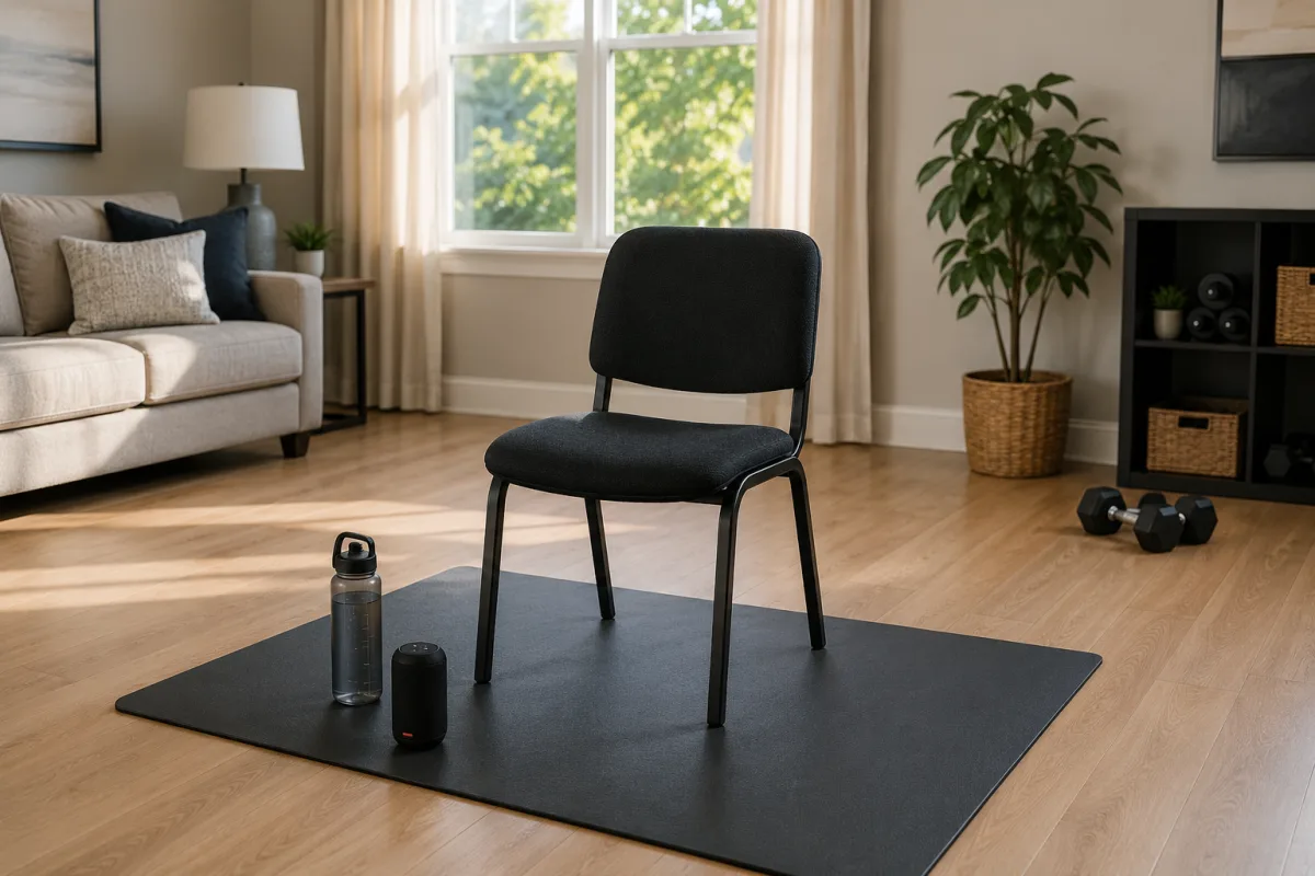 Stable chair set up for a seated dance warmup