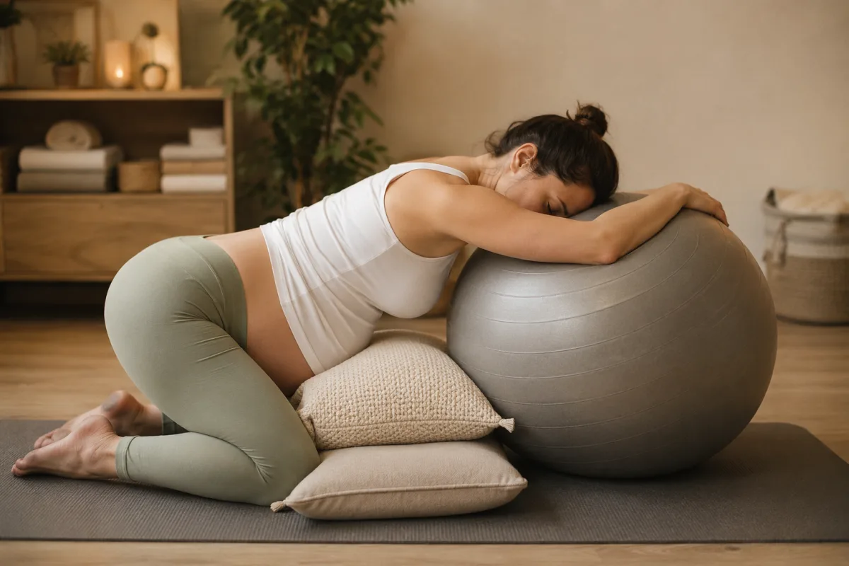 Labor support position for hip squeeze