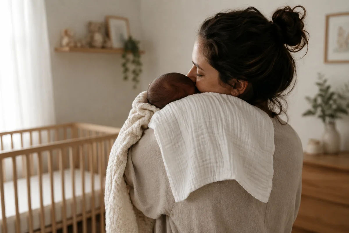 Gentle newborn burping position