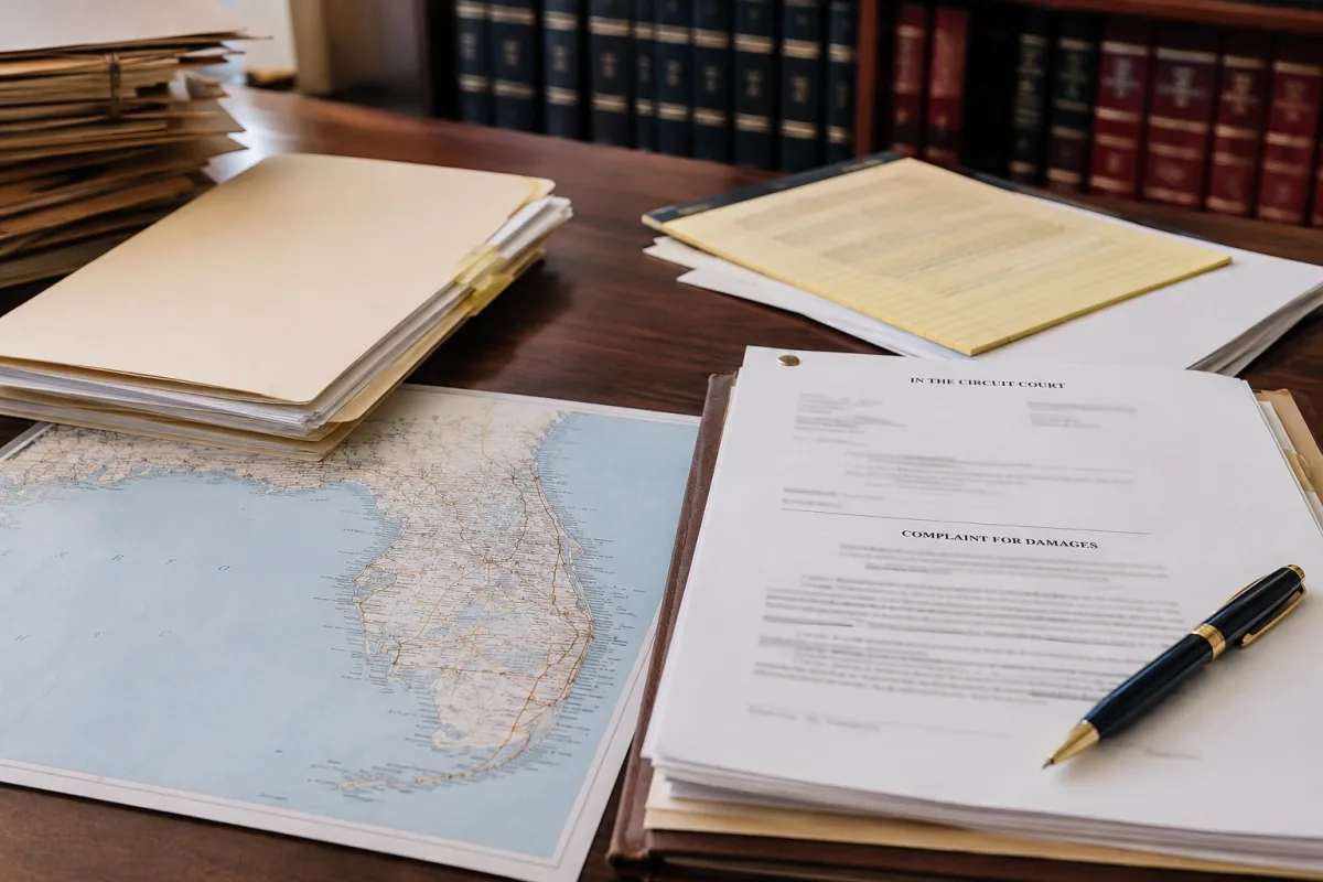 Florida probate paperwork on desk