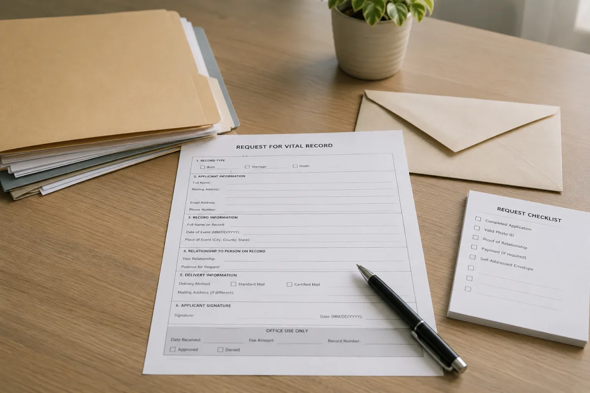 Certified death certificate request preparation