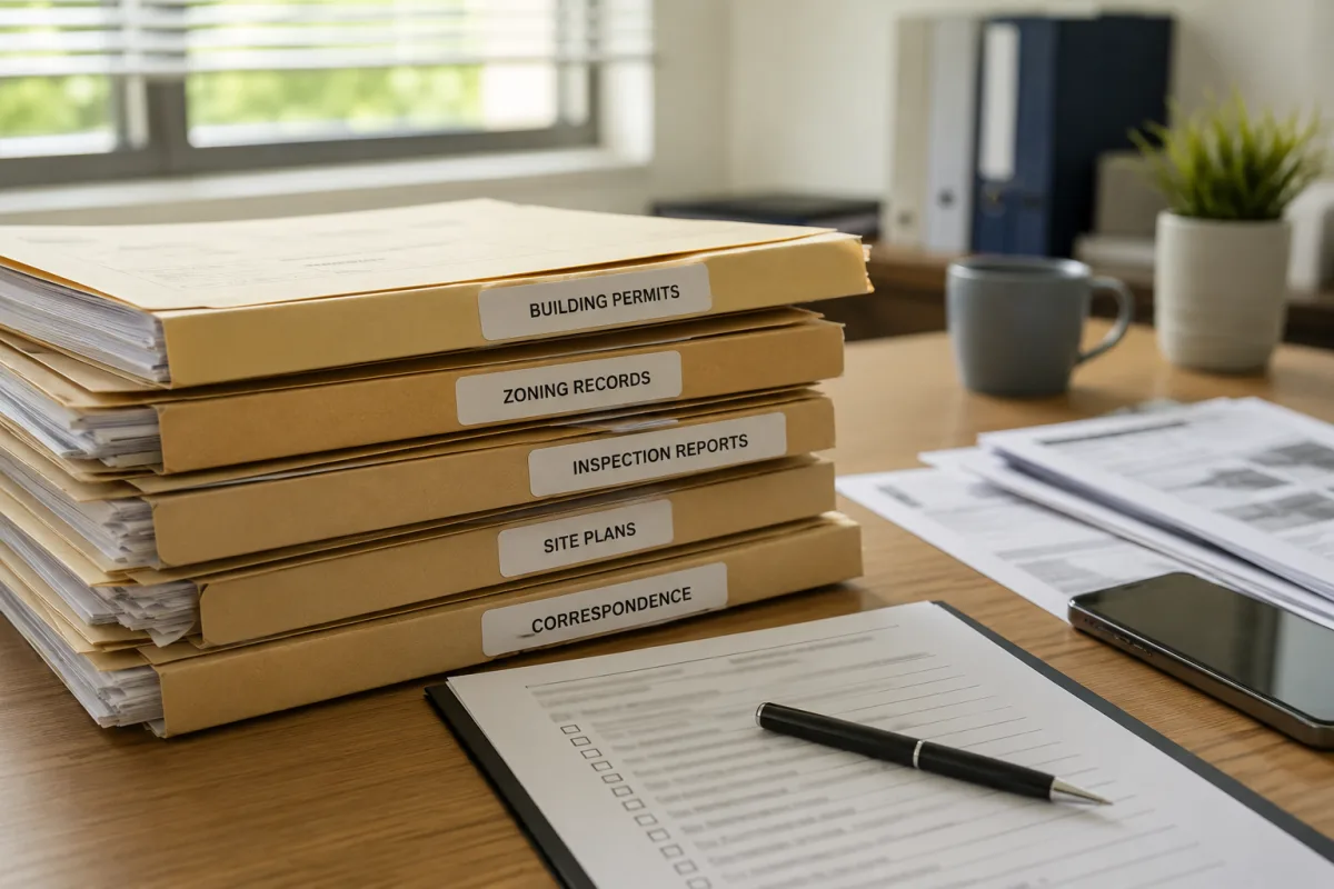 Folder of code enforcement and property records
